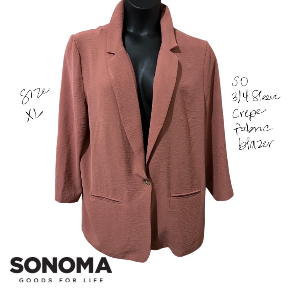 SO Casual Women’s Blazer in Lightweight Coral, Size XL
